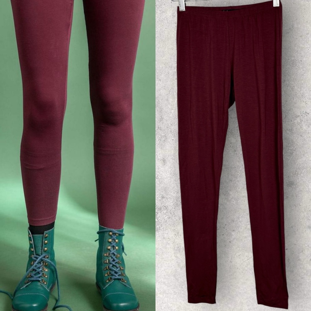 Gudrun‎ Sjoden Leggings Womens Size XS Burgundy Layering Lyocell Stretch Pants